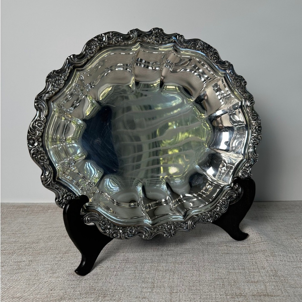 Vintage International Silver Countess Silverplate Tray Ornate Serving Bowl